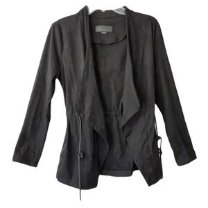 Blank NYC | Black Faux Suede Open Front Drapey Jacket, XS